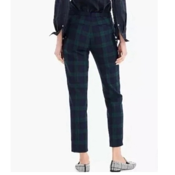 J. Crew • Tartan Straight Leg Wool Pants in Navy Blue and Dark Green - Picture 3 of 8